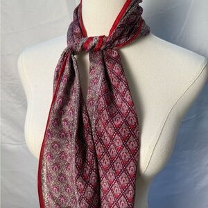 Oscar de la Renta Red and Purple Patterned Scarf